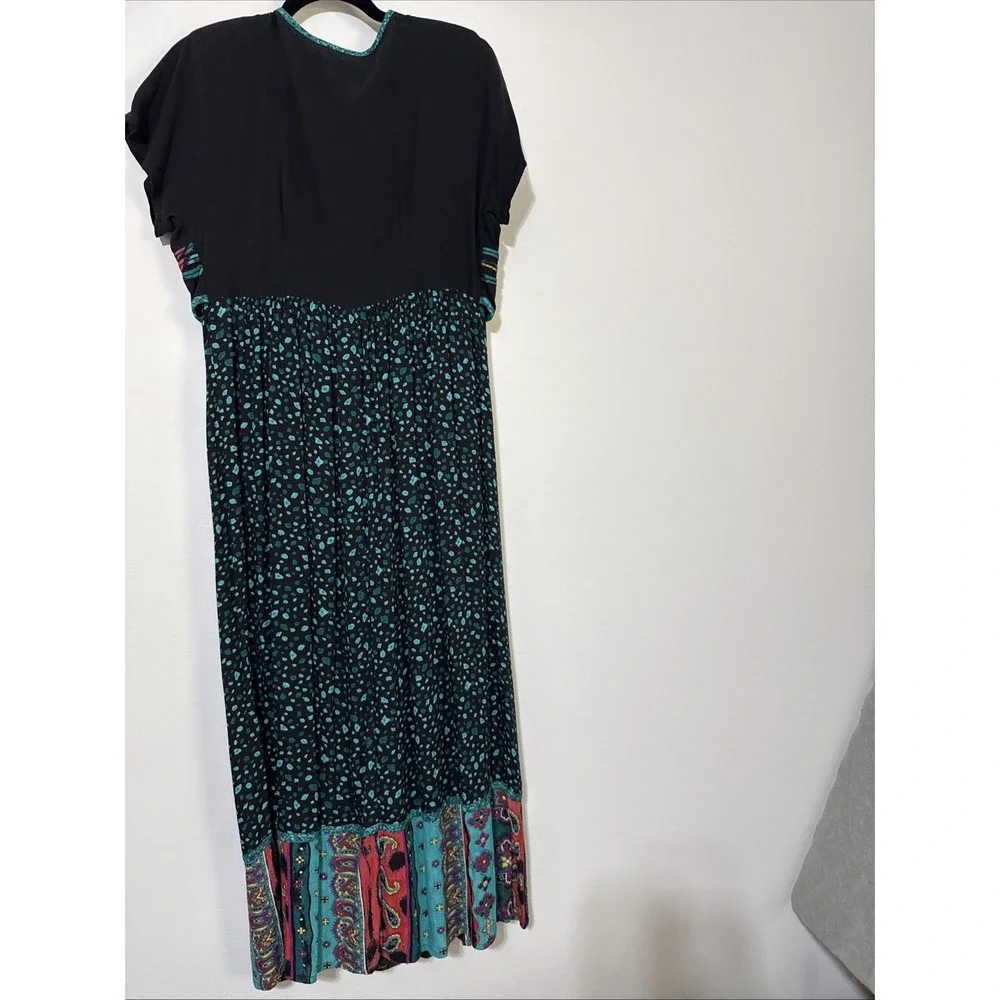 Vtg CAROLE LITTLE Dress Womens 8 Maxi‎ Art to Wear Faux Bolero 90s Boho Western - Picture 9 of 16